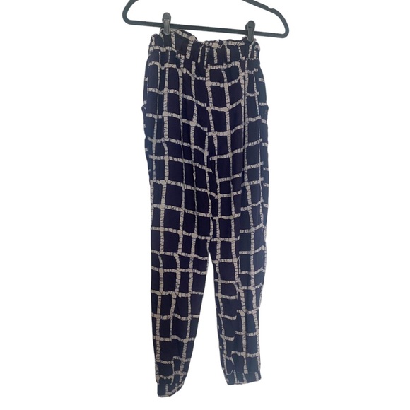 Anthropologie The Odells Gretchen Paperbag Jogger Plaid  Blue/White  XS NO BELT - Picture 6 of 9